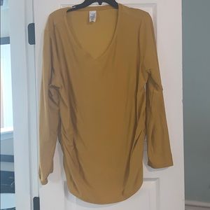 Mustard yellow long sleeve maternity shirt